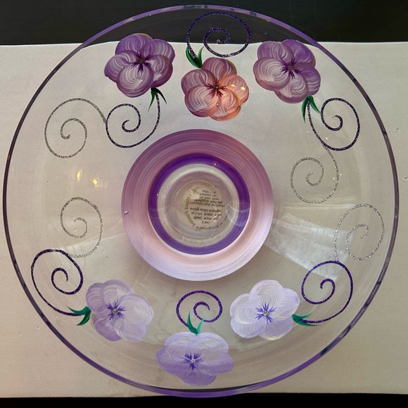 Hand painted Madiggan Australia, purple, floral bowl. 8.25” - Picture 3 of 9